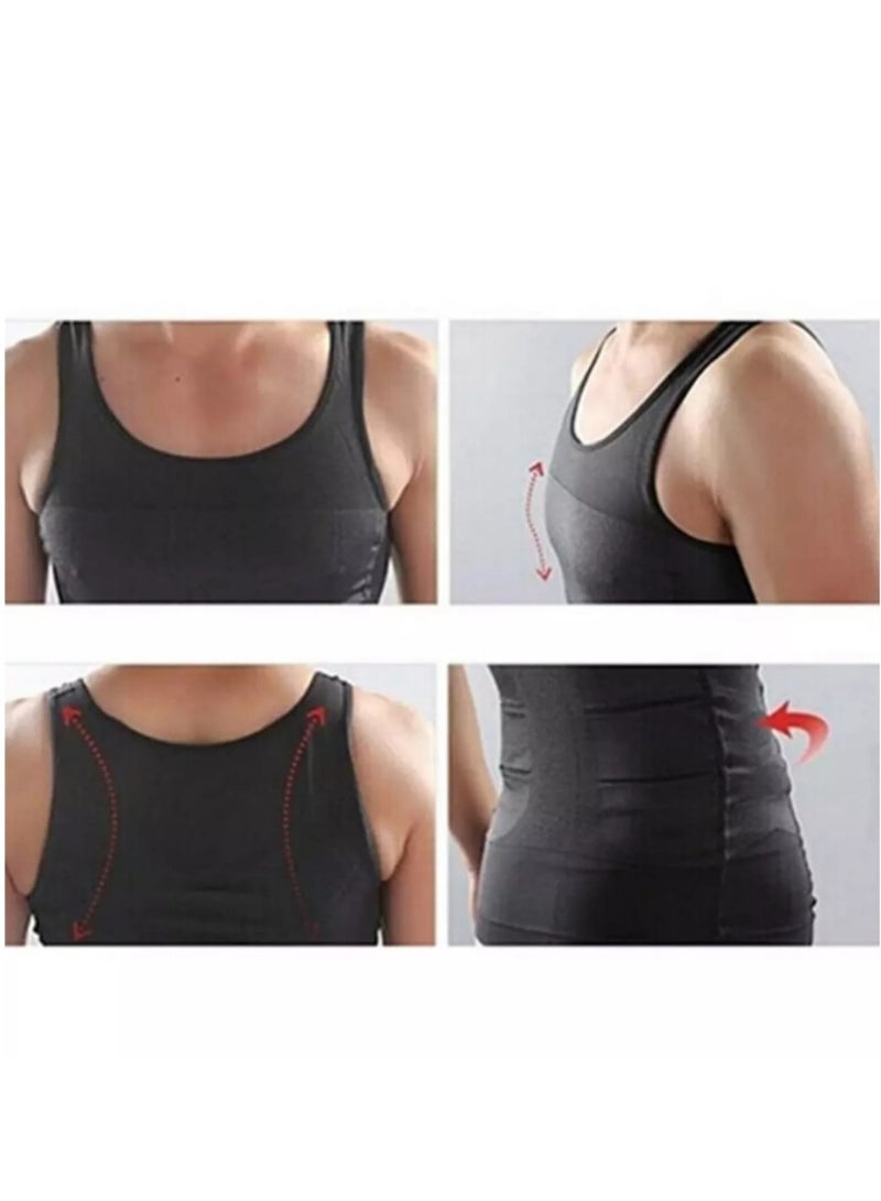 مشد رجالي ضاغط لتنحيف و شد منطقة البطن واخفاء التثدي لدى الرجال اسود - Image 5